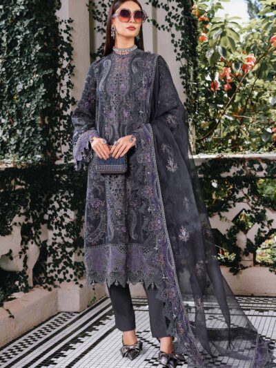 3 Piece Unstitched Embroidered Velvet Suit WL-1305-Grey
